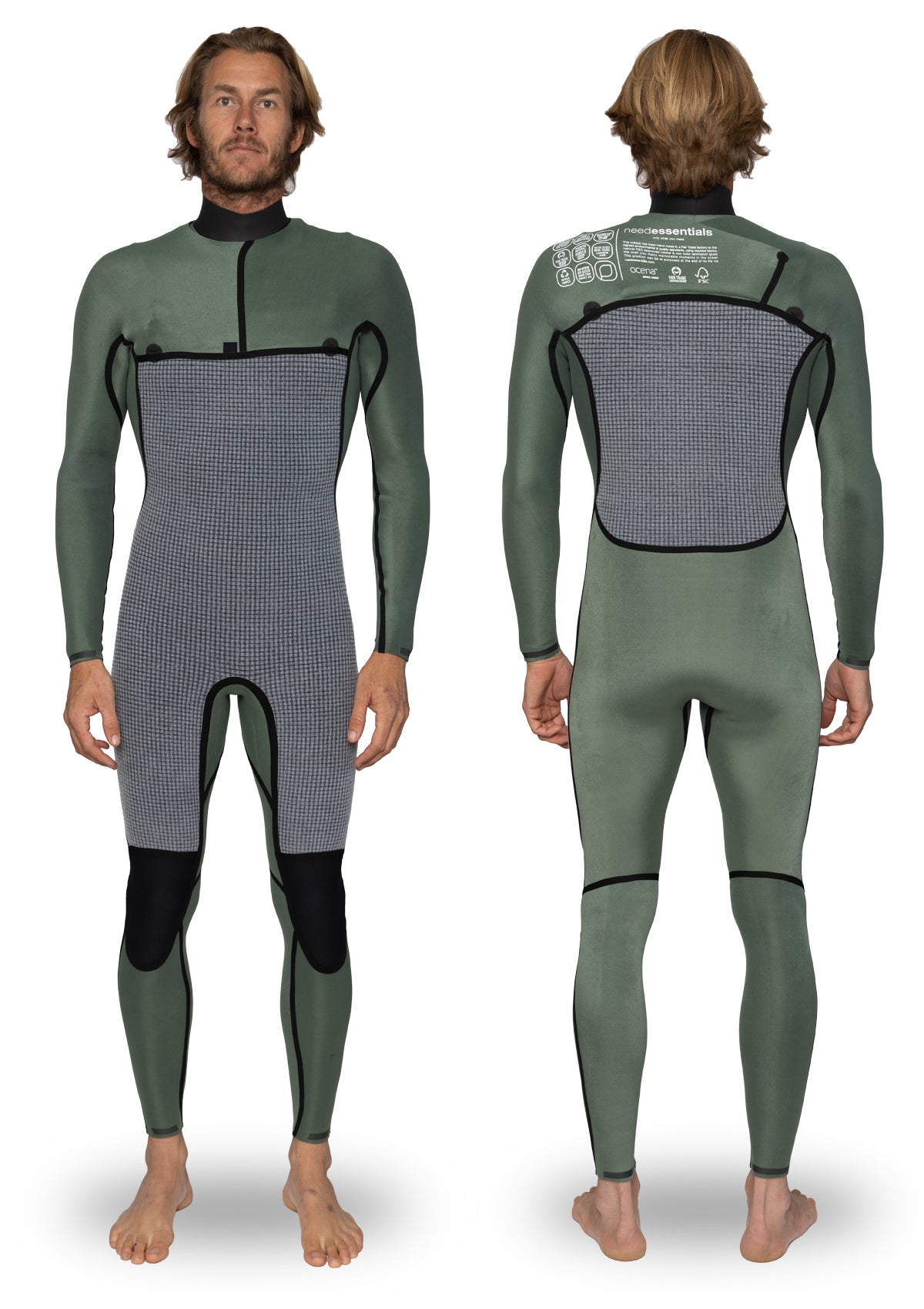 2/2 Natural Rubber Bib Zip Wetsuit