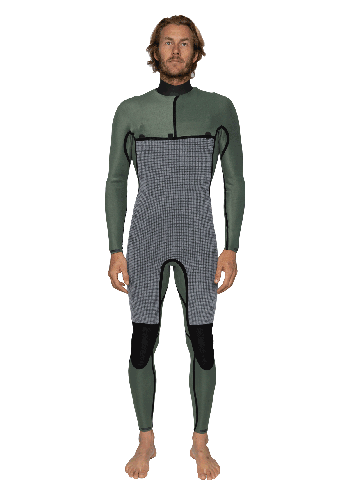 2/2 Natural Rubber Bib Zip Wetsuit