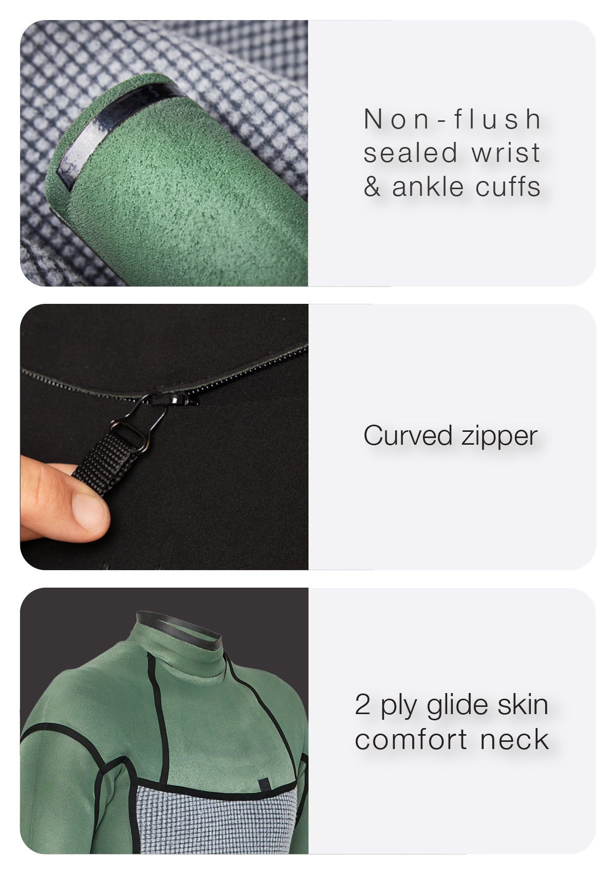 3/2 Enclosed Zip Liquid Sealed Natural Rubber Wetsuit