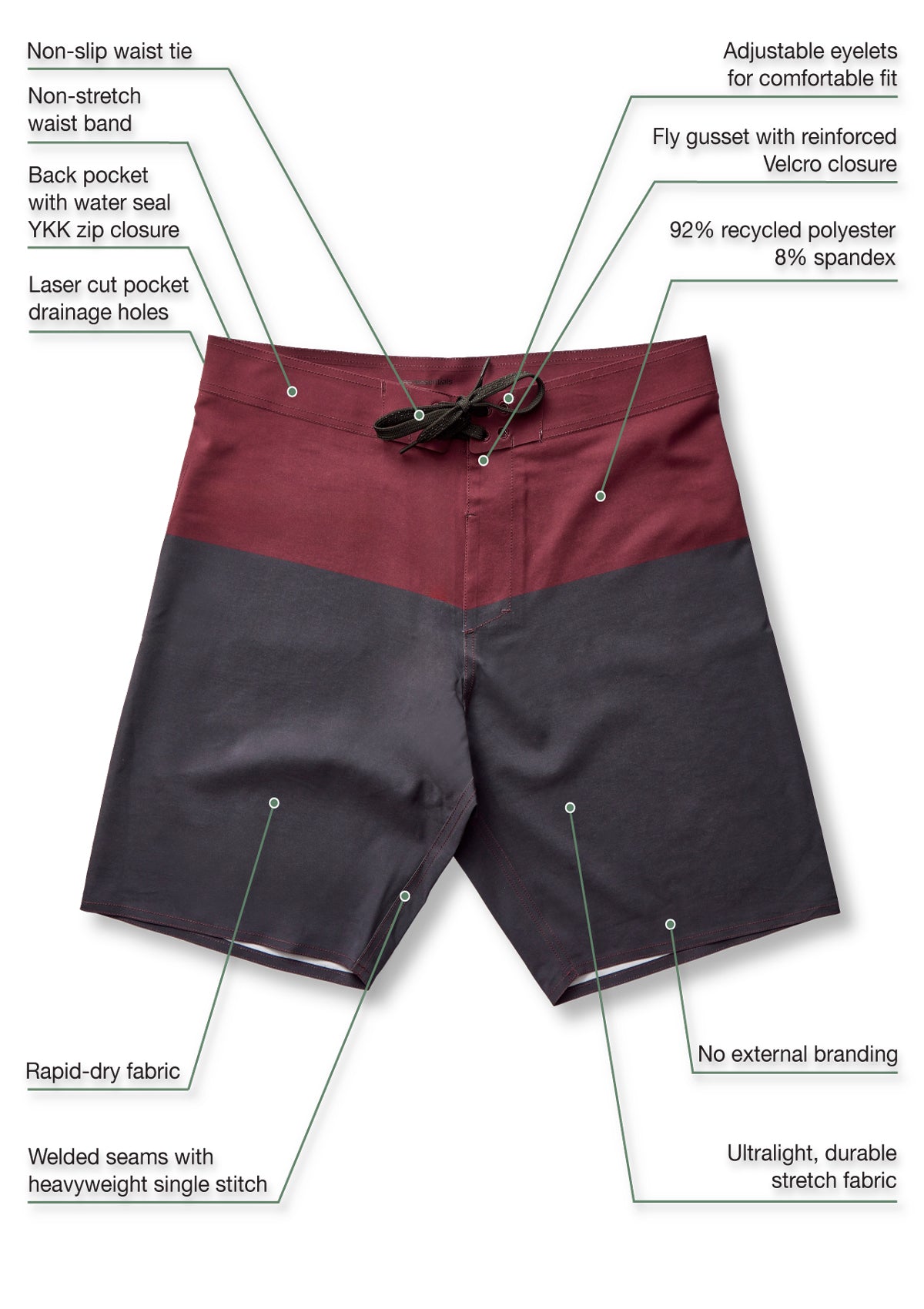 (LAST CHANCE) Burgundy Ultralight Boardshort