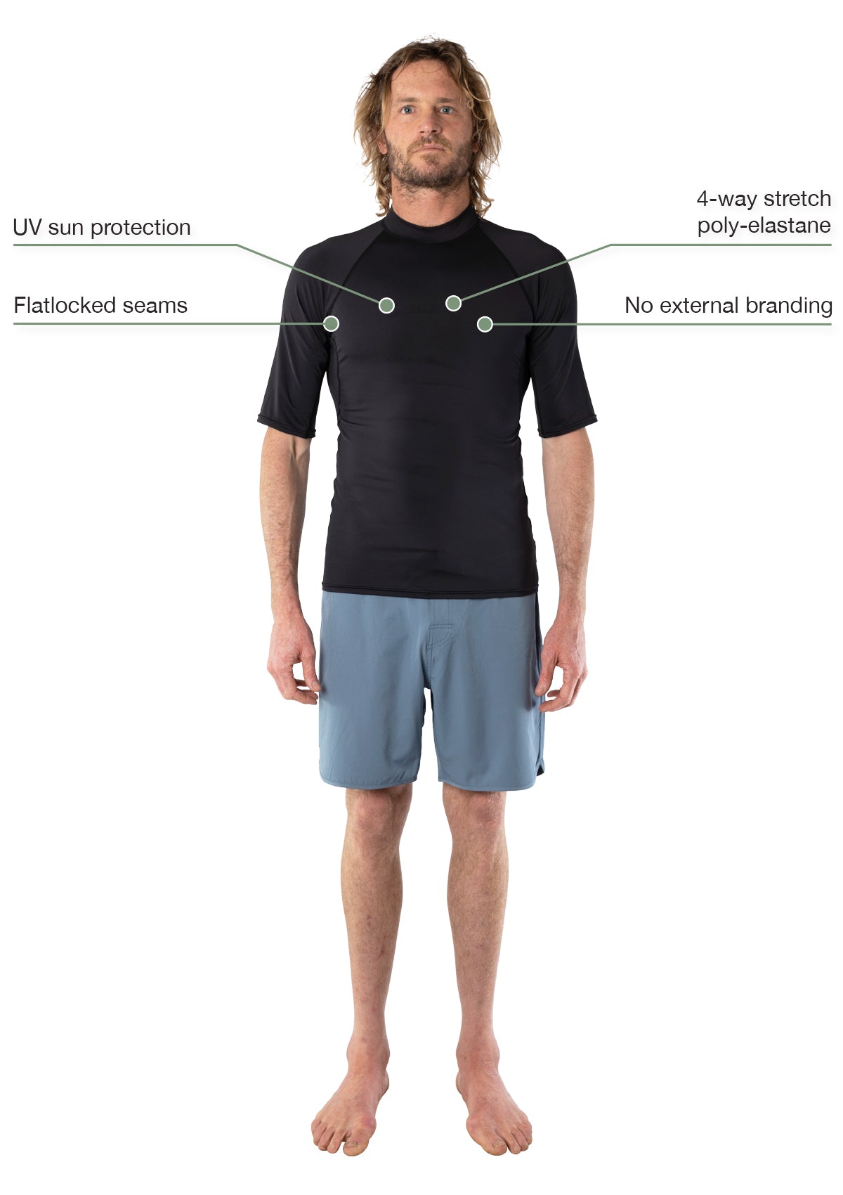 Short Sleeve Rash Vest - Black