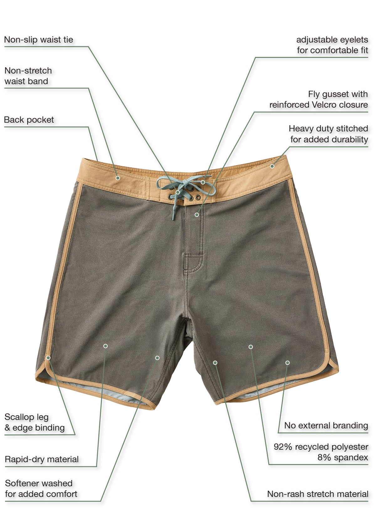Dunegrass Washed Scallop Boardshort