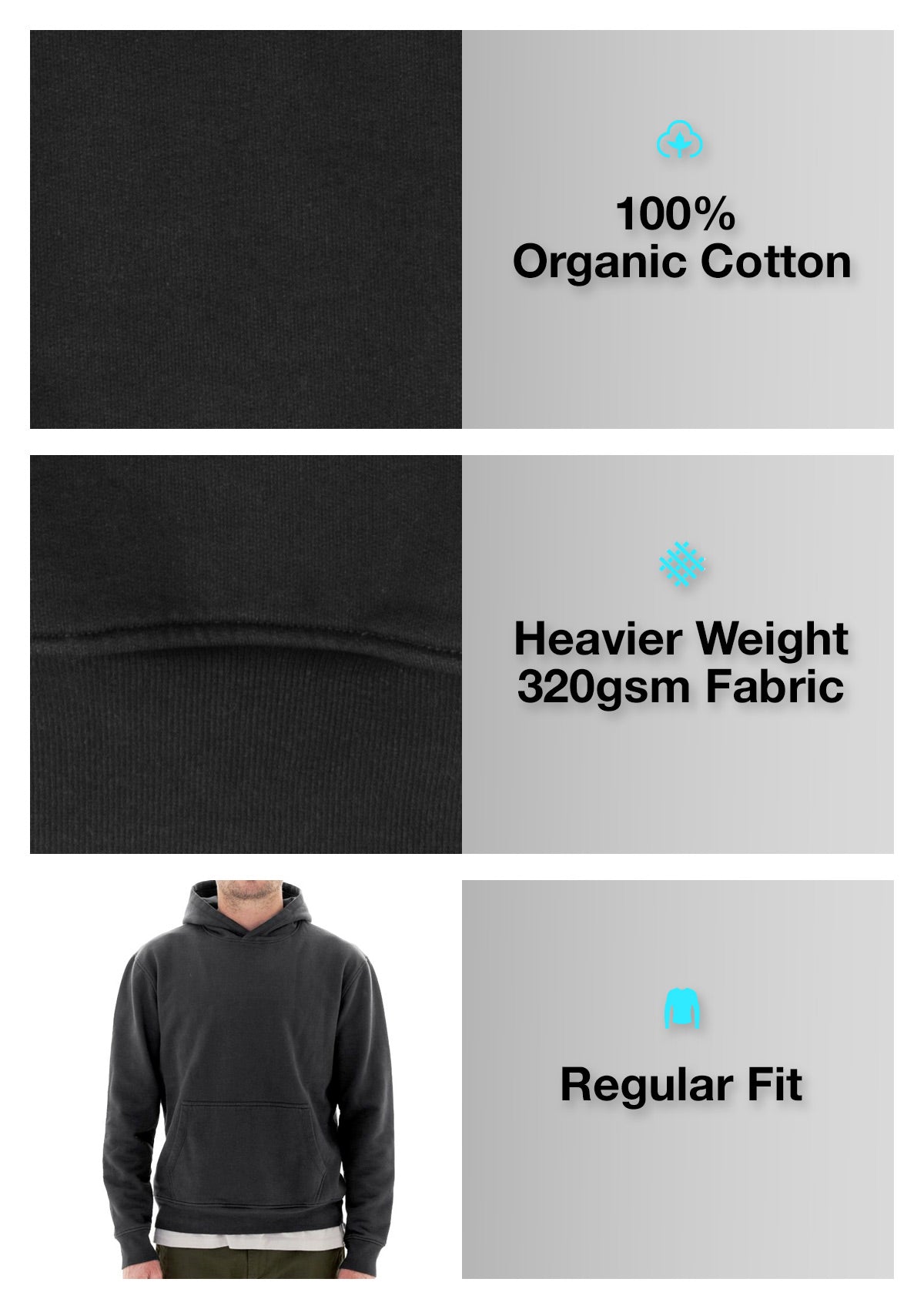 Organic Cotton Hoodie - Twilight Black