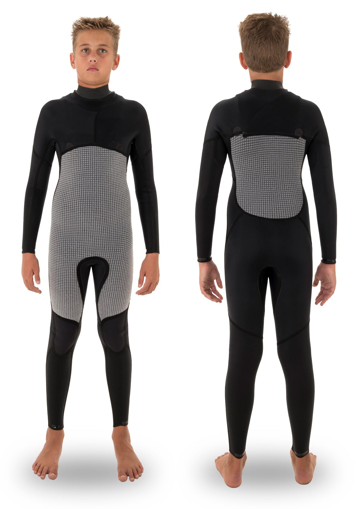 needessentials kids youth 4/3 thermal chest zip wetsuit non branded black winter summer