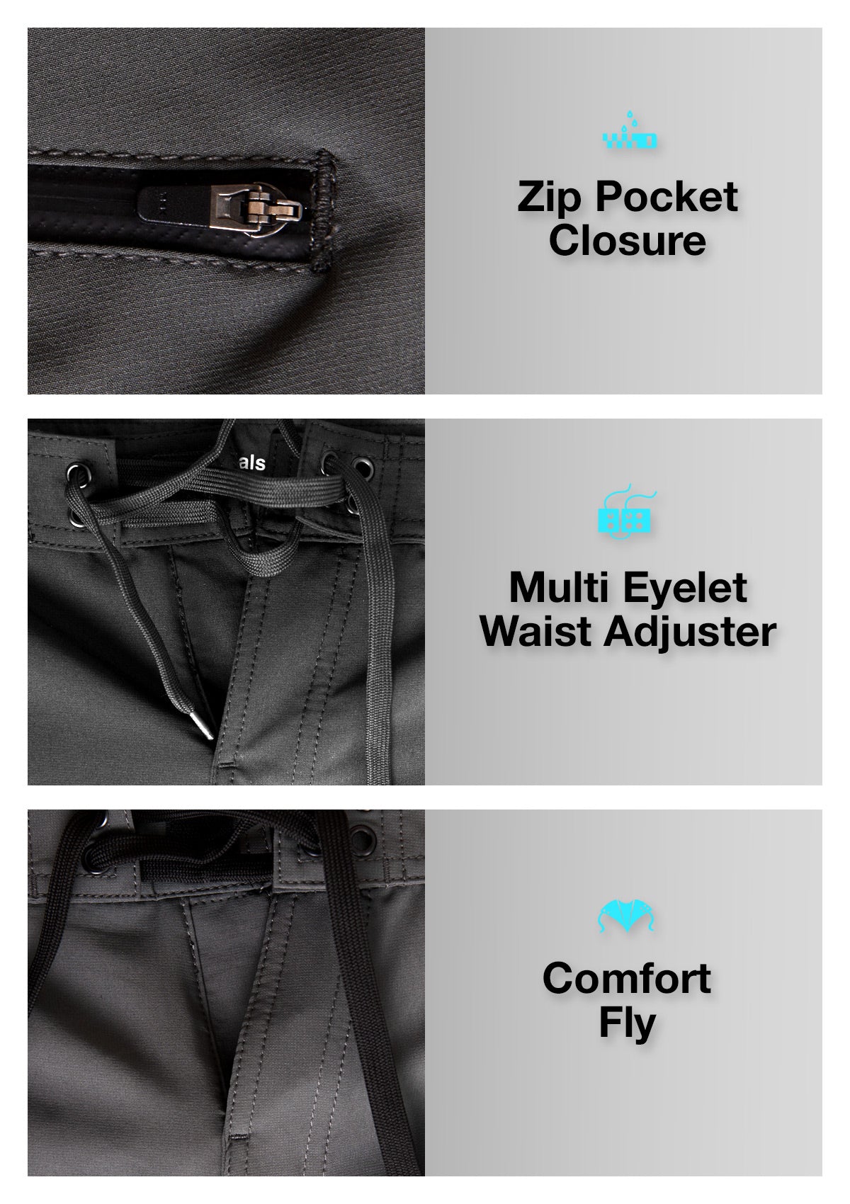 Dark Grey - Scallop Boardshort