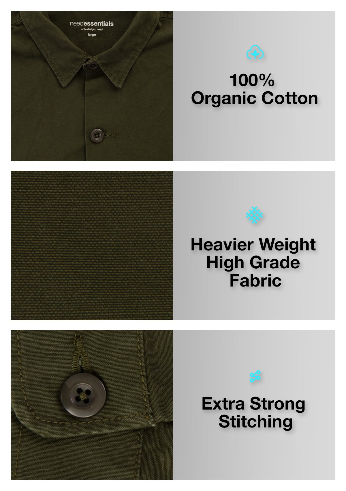 (Last chance) Organic Cotton Heavy Weight Shirt - Headland Green