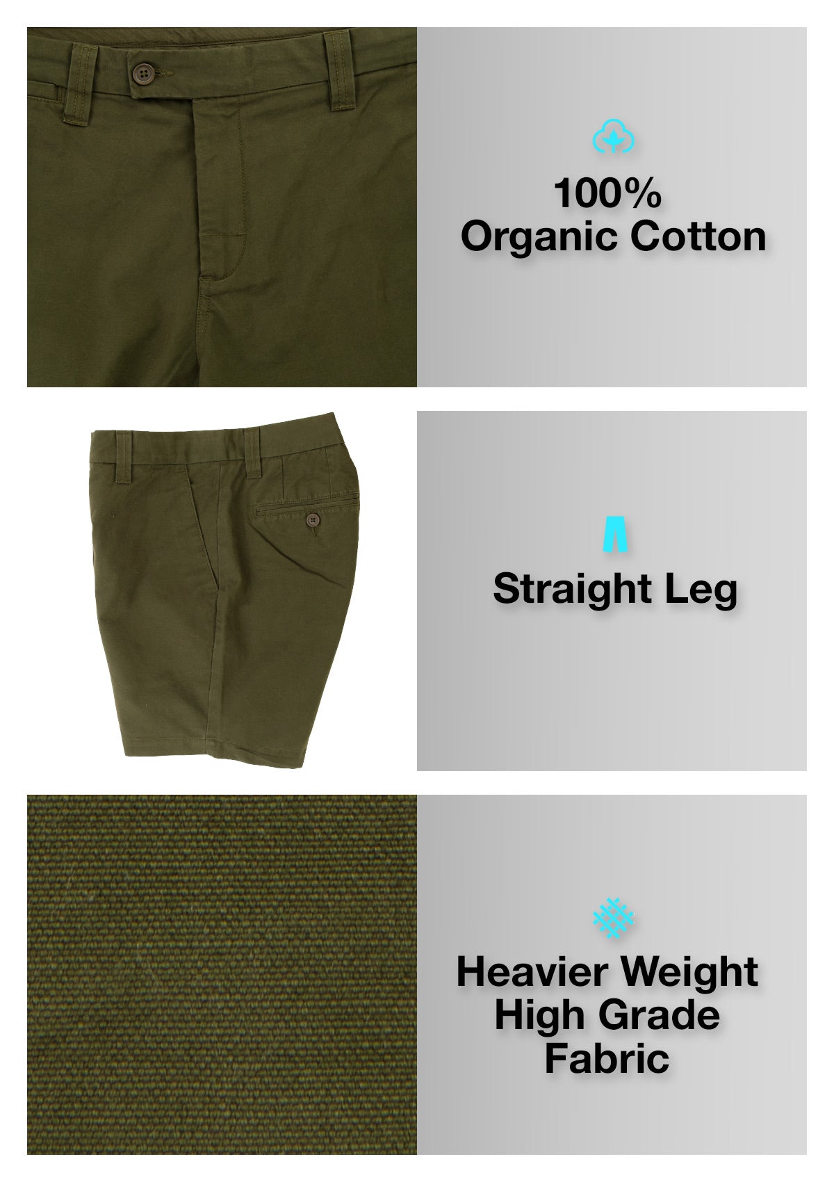 (Last chance) Organic Cotton Walkshort - Headland Green