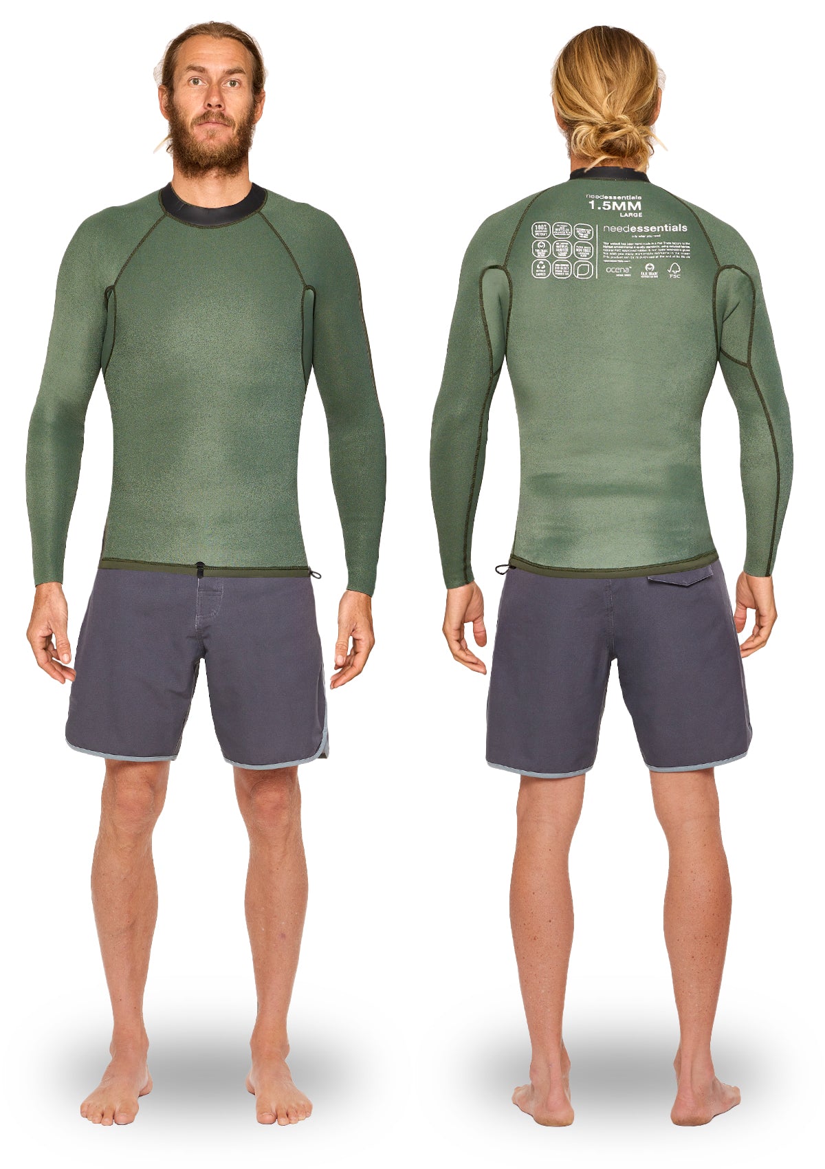 1.5mm Natural Rubber Pullover Wetsuit Jacket Dunegrass