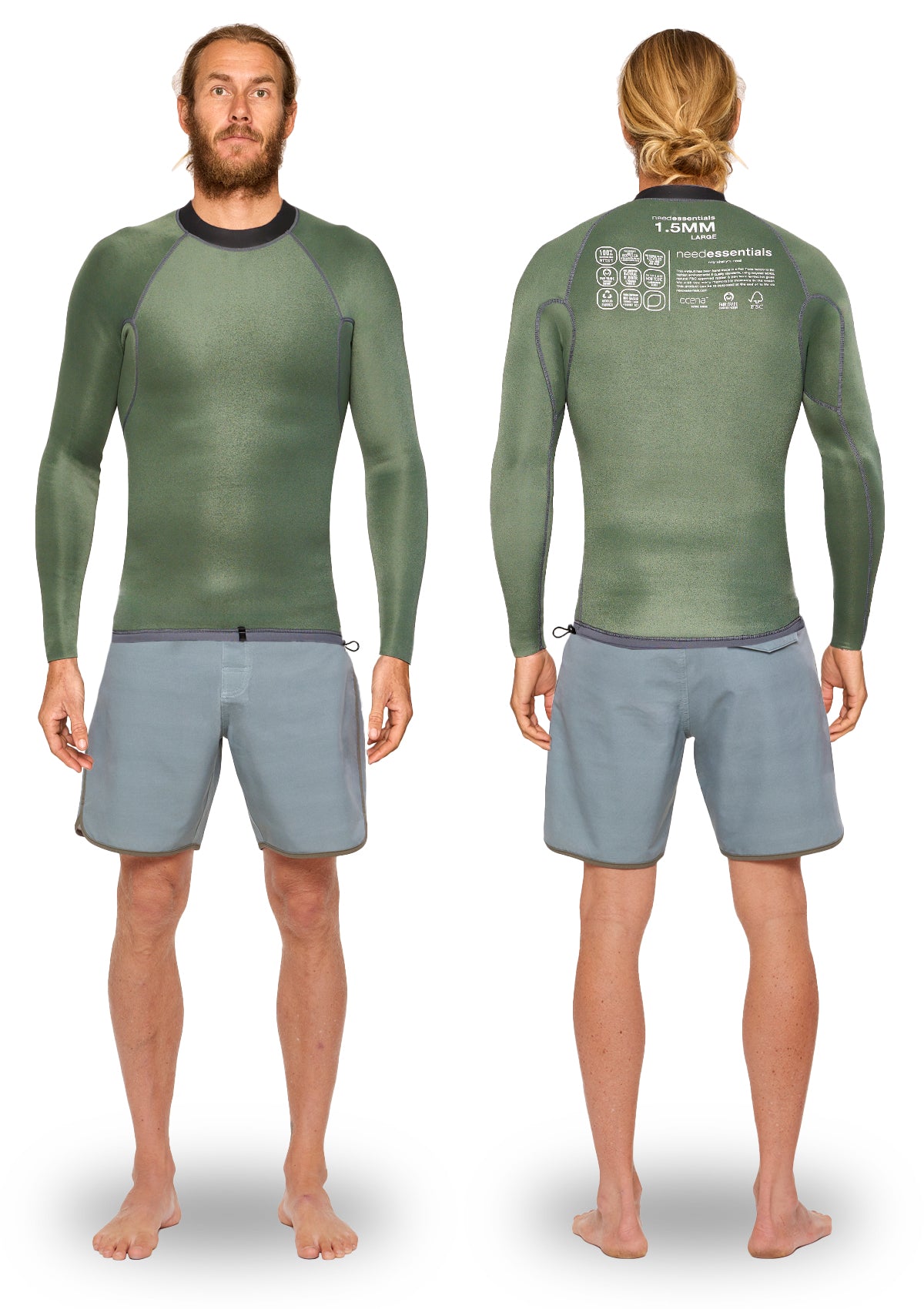 1.5mm Natural Rubber Pullover Wetsuit Jacket Smoke