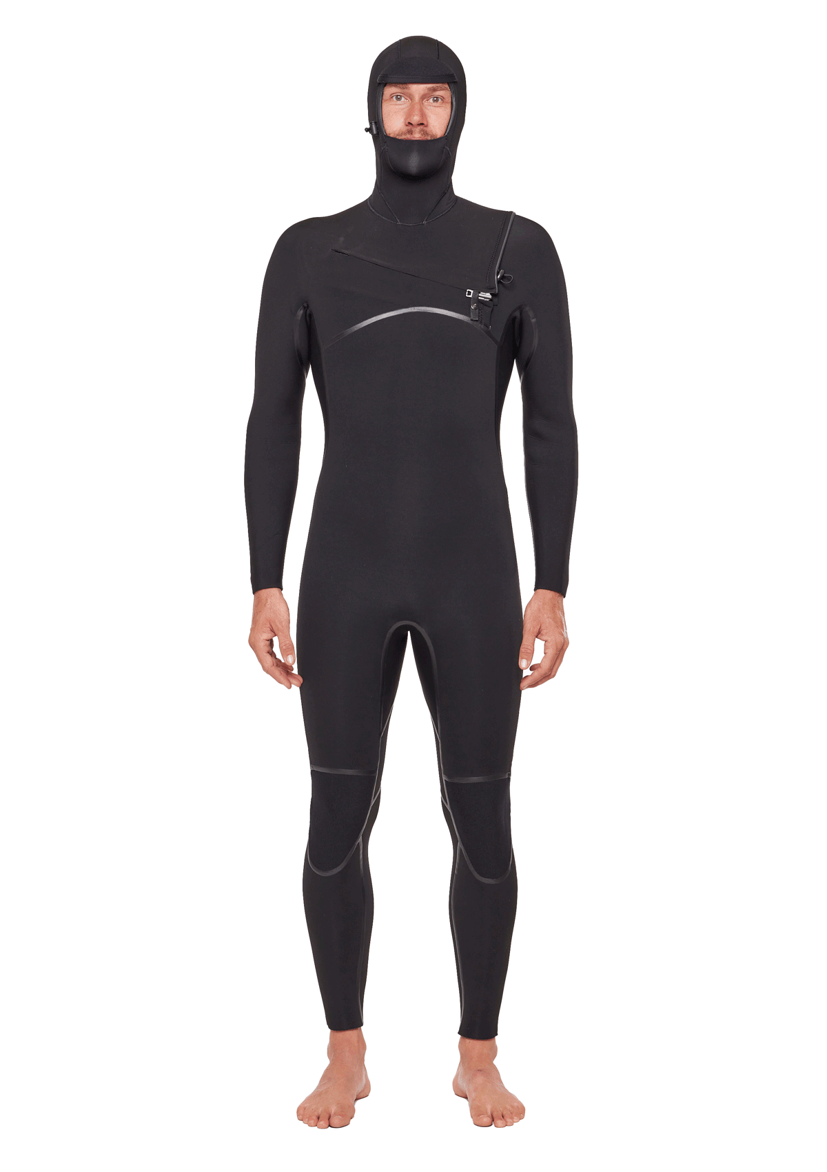 Mens 4/3mm Hooded Liquid Sealed Thermal Chest Zip Wetsuit Mens 4/3mm Hooded Liquid Sealed Thermal Chest Zip Wetsuit
