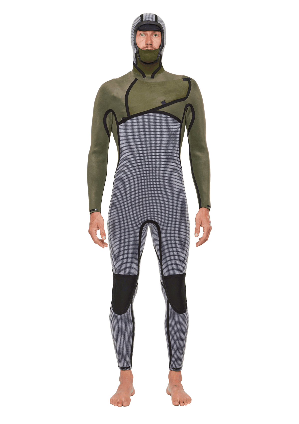 Mens 5/4mm Premium Thermal - Hooded Chest Zip Wetsuit | needessentials