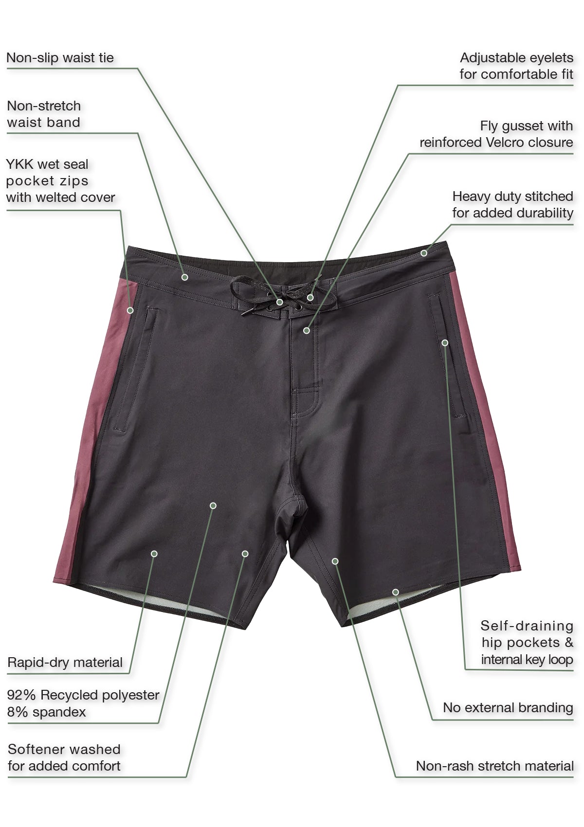 Burgundy Expedition Boardshort