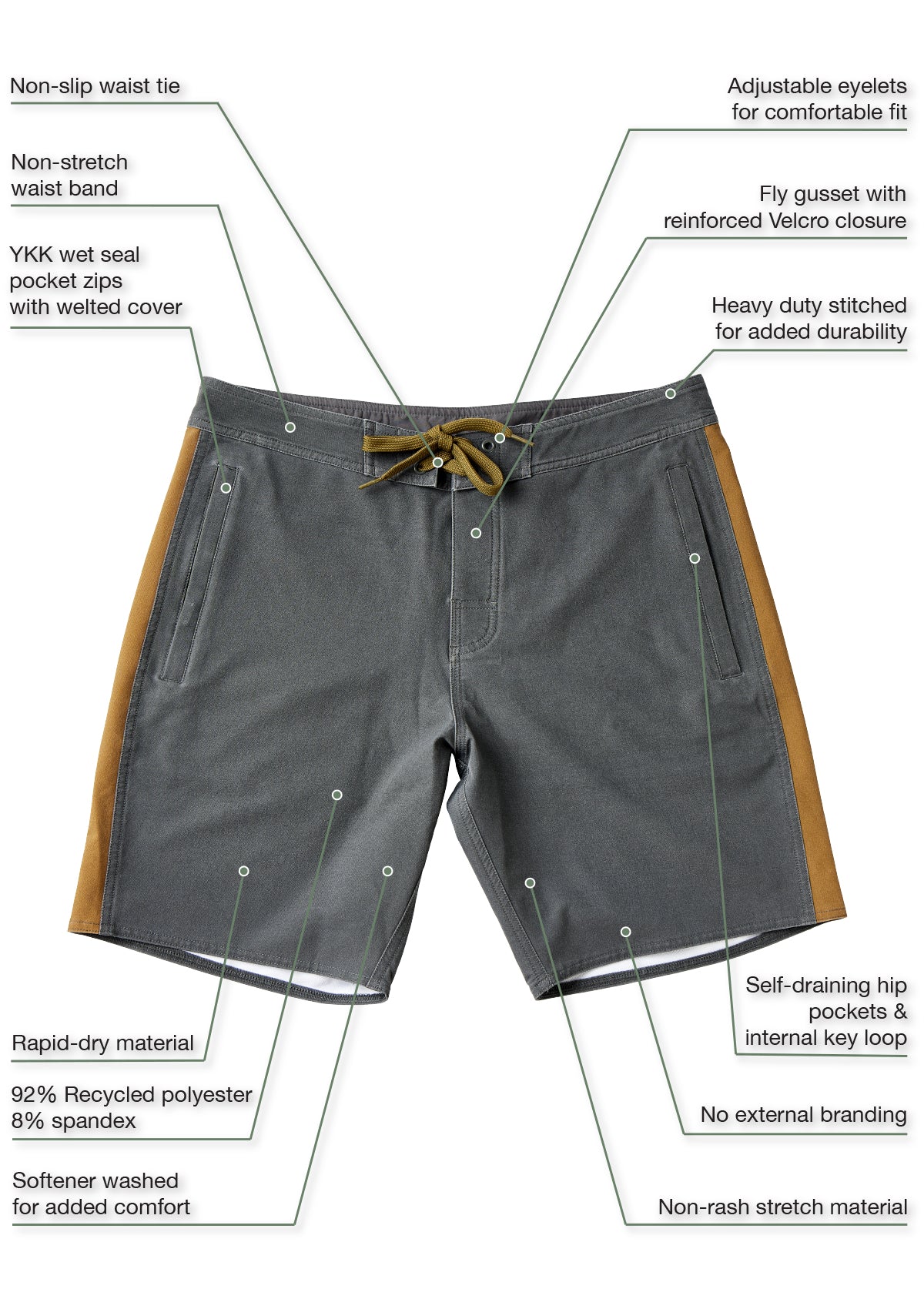 Dark Grey Expedition Boardshort