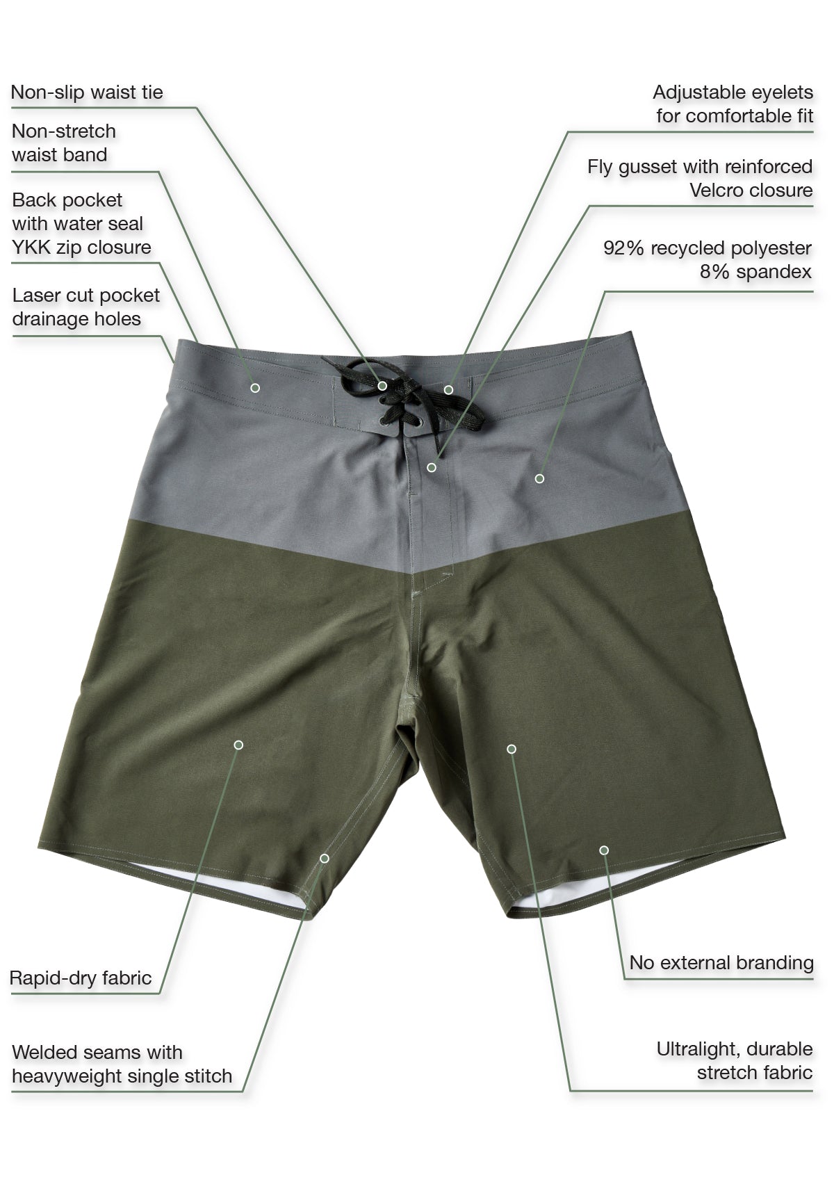 Olive Ultralight Boardshort