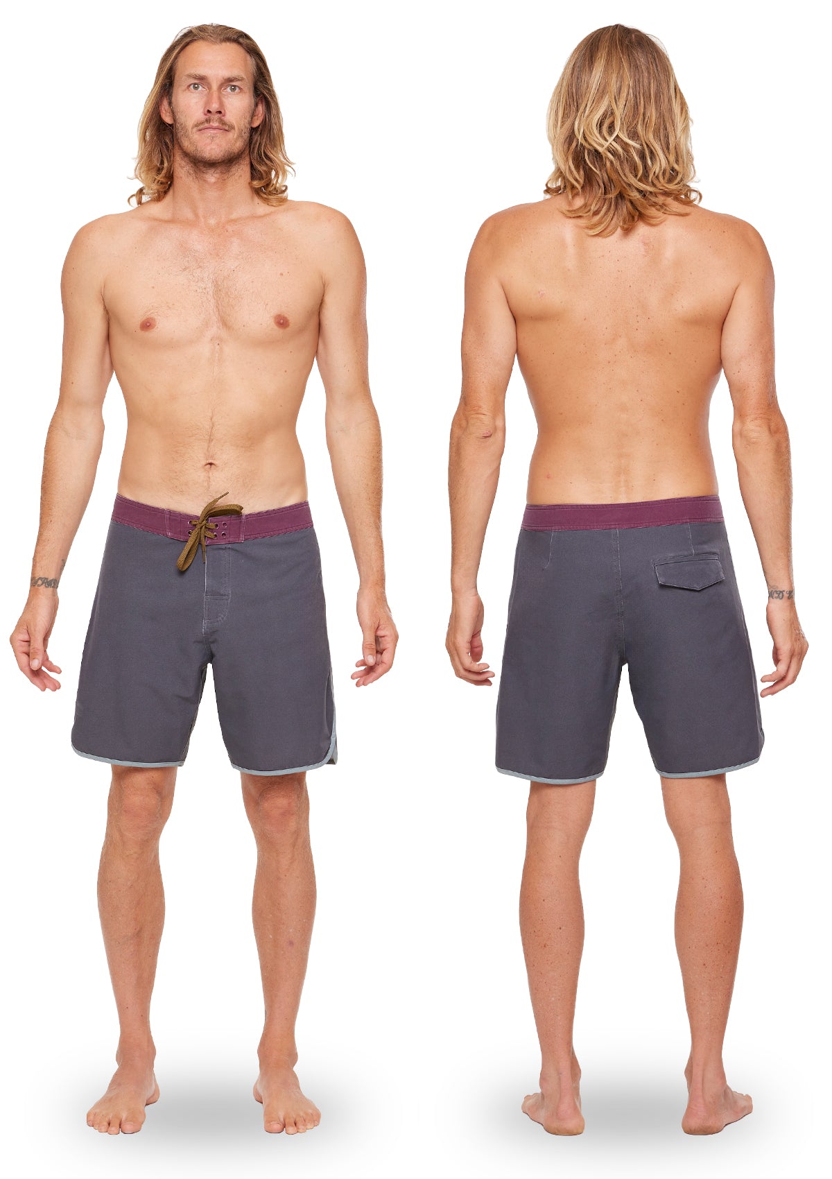 Dark Grey Washed Scallop Boardshort