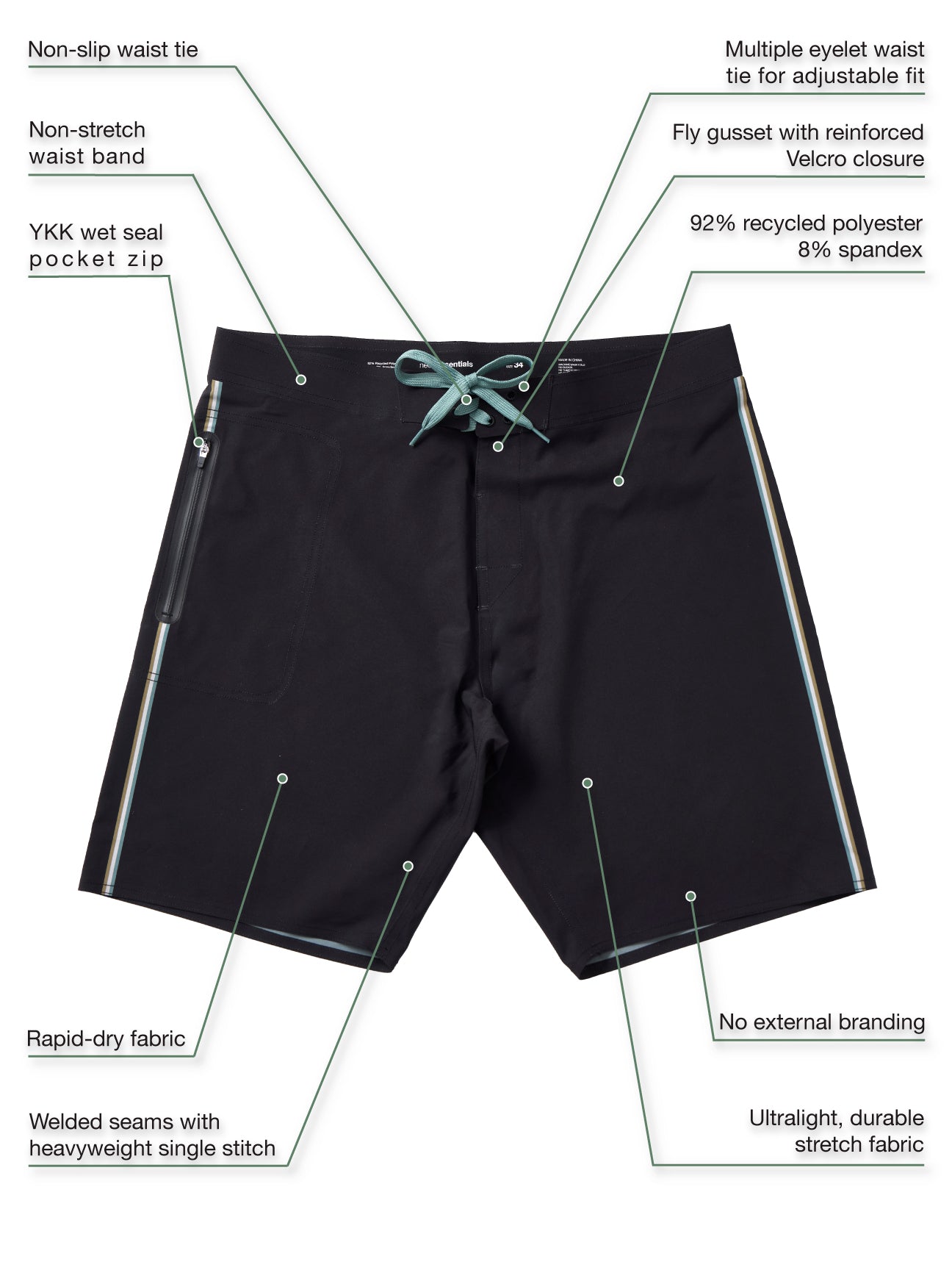 Black Ultralight Travel Boardshort
