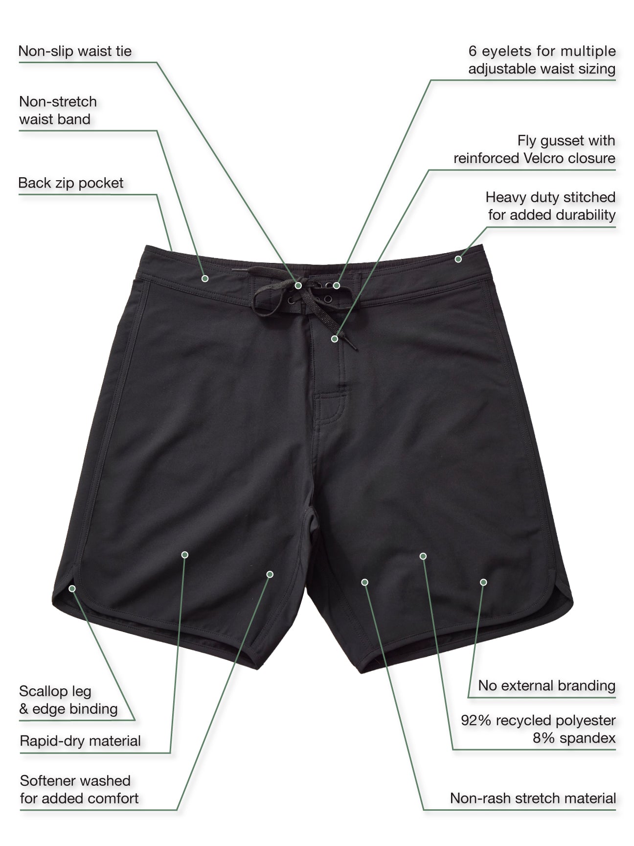 Black-Scallop Boardshort