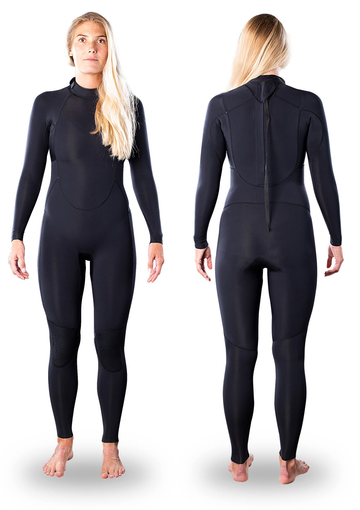 needessentials womens 3/2 back zip thermal winter wetsuit surfing black non branded