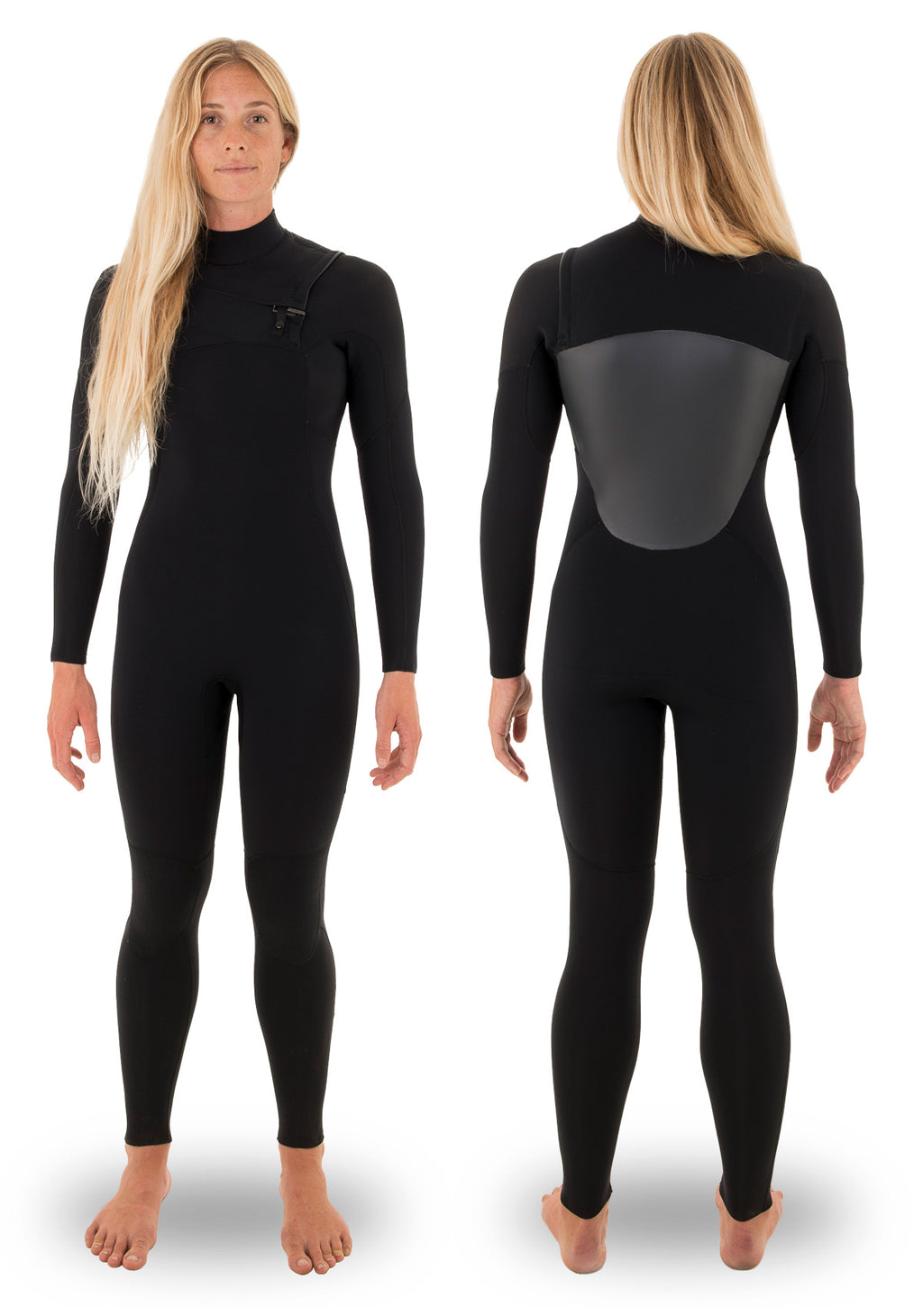 needessentials womens 5/4 chest zip thermal winter wetsuit surfing black 
