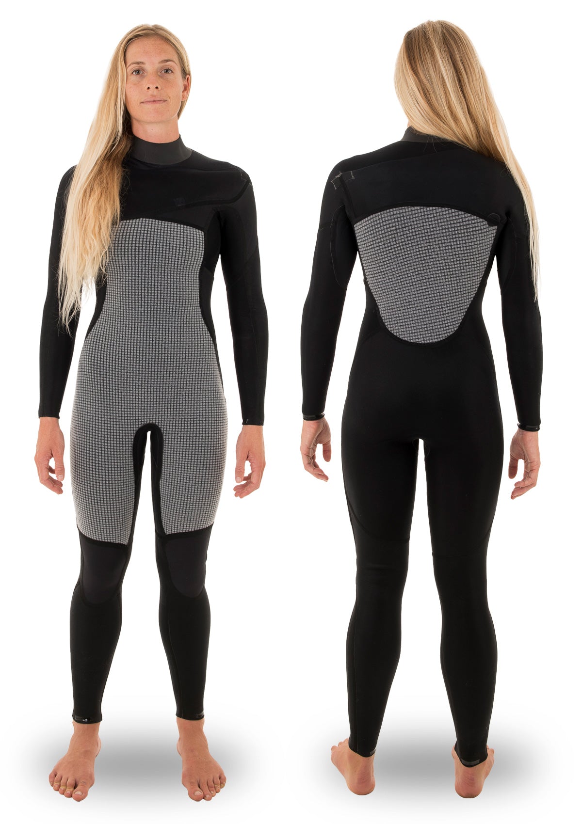 needessentials womens 4/3 chest zip thermal winter wetsuit surfing black coldwater