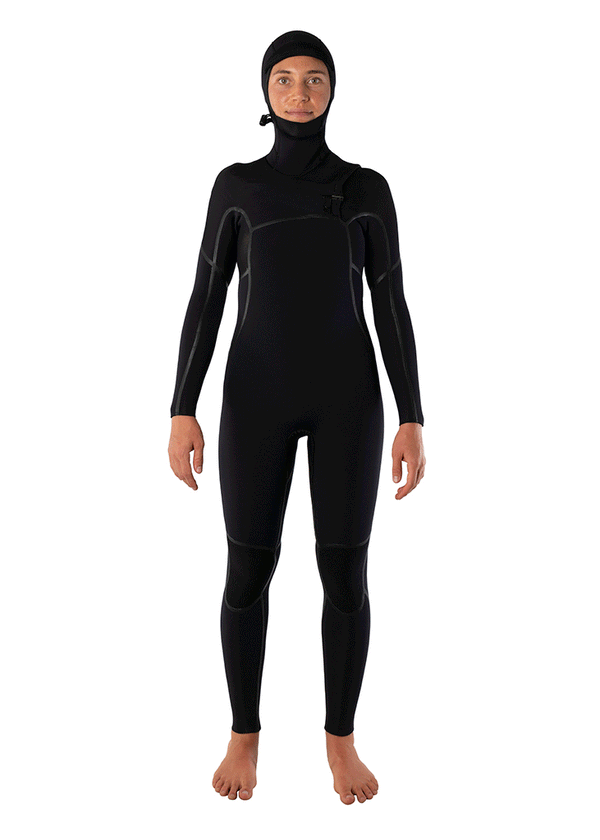 Womens 4/3mm Liquid Taped Thermal Hooded Chest Zip Wetsuit needessenti