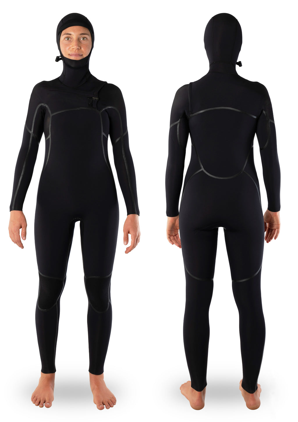 Womens 4/3 Hooded Liquid Taped Thermal Chest Zip Wetsuit