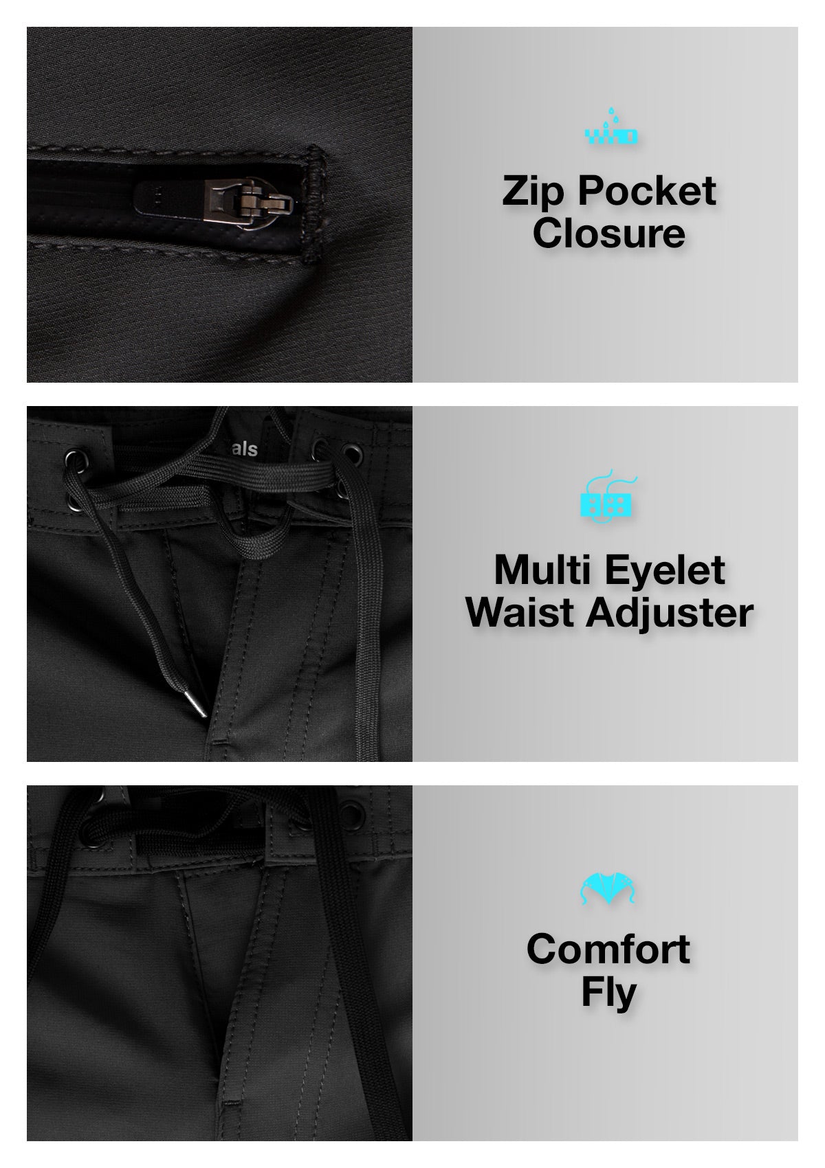 Black Side Pocket Boardshort