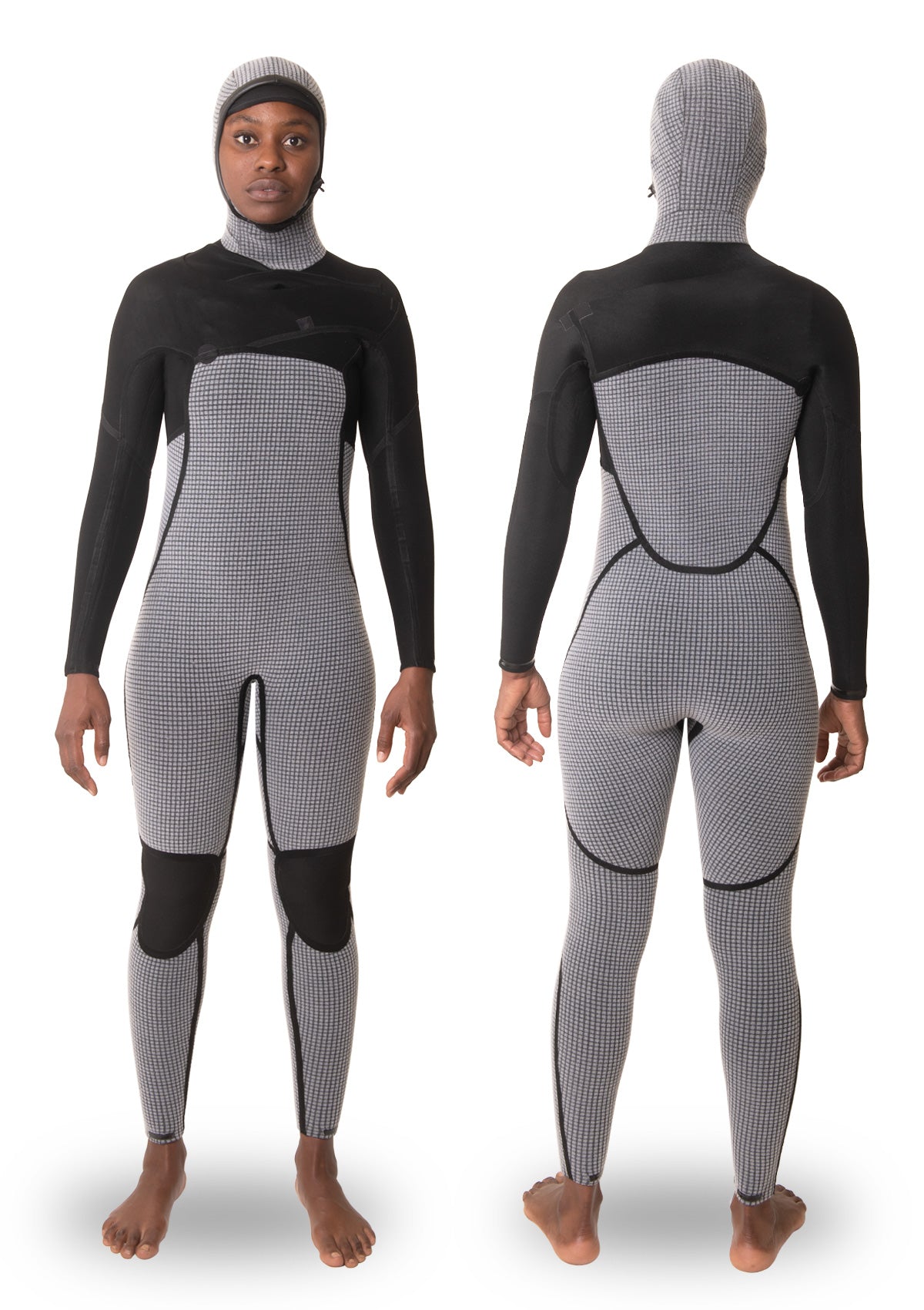 Womens 4/3 Hooded Liquid Taped Thermal Chest Zip Wetsuit