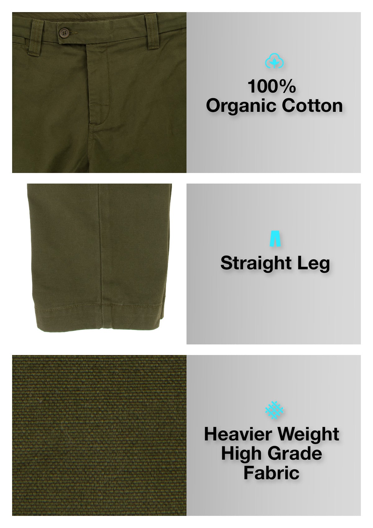 Organic Cotton Straight Leg Pant - Headland Green