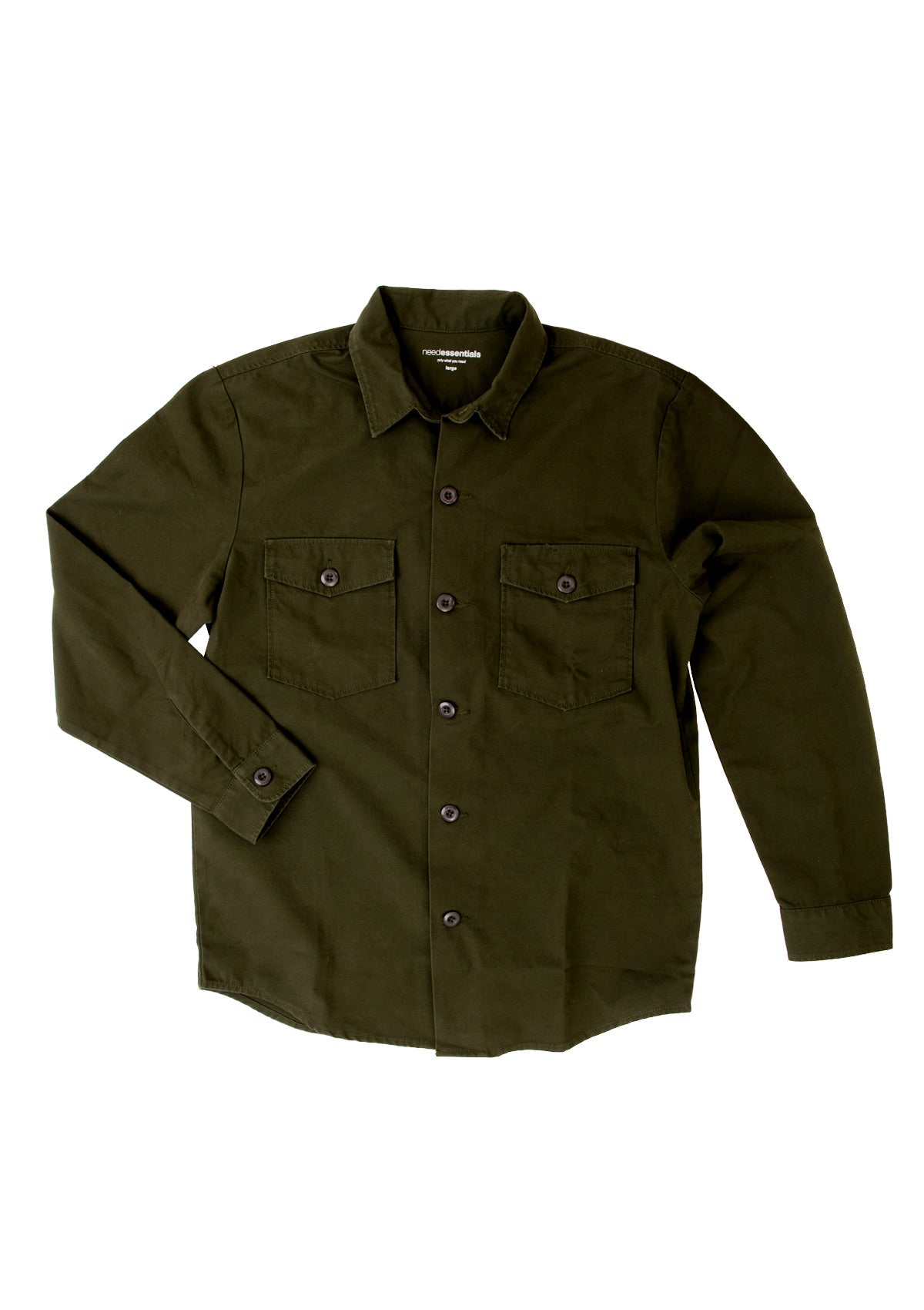 needessentials organic cotton heavy weight shirt olive 