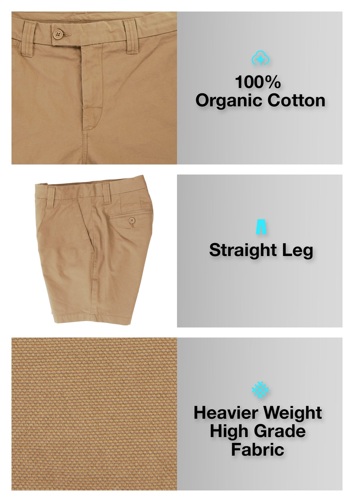 Organic Cotton Walkshort - Tan
